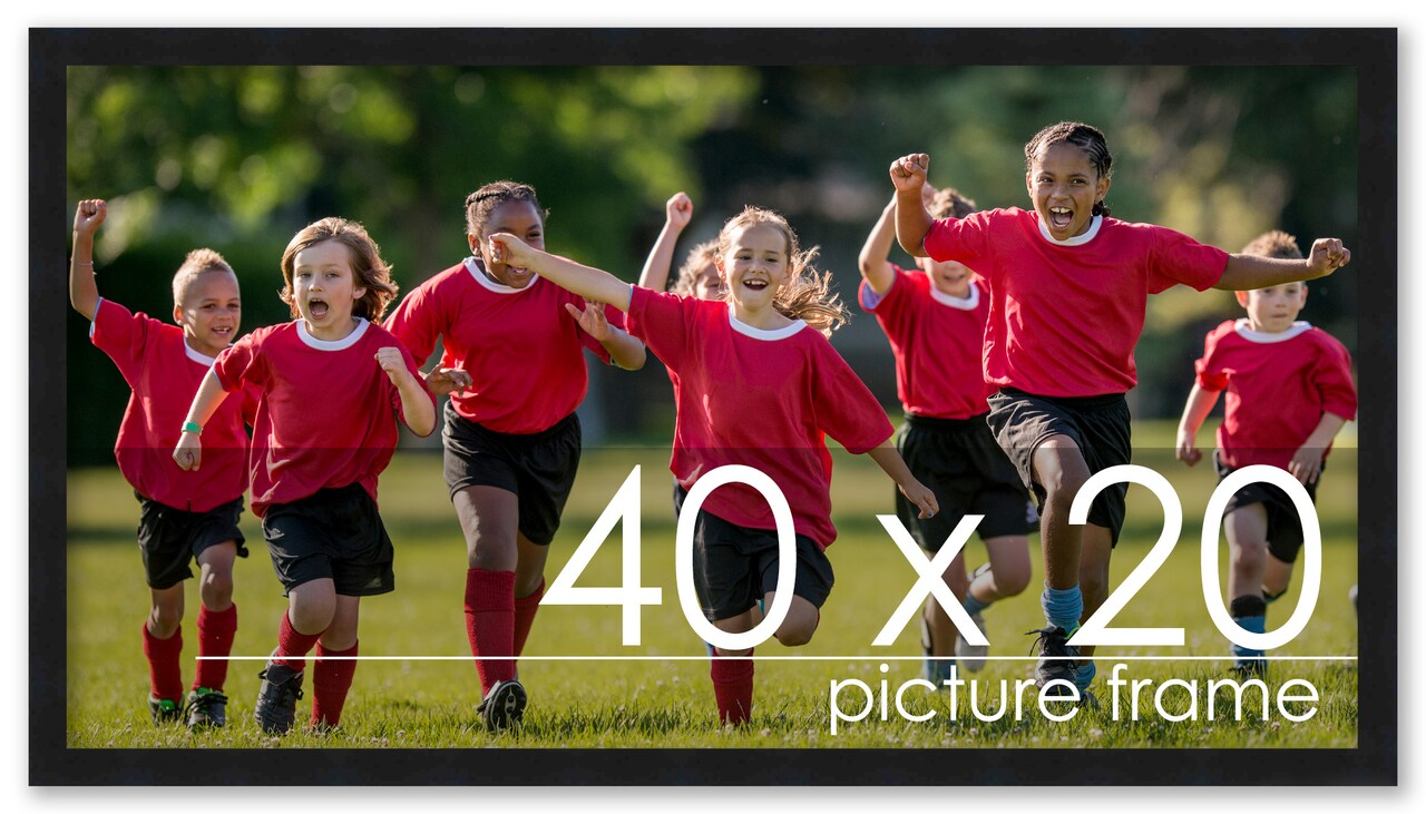 40x20 Simple Black Picture Frame - UV Acrylic, Foam Board Backing, Hanging Hardware